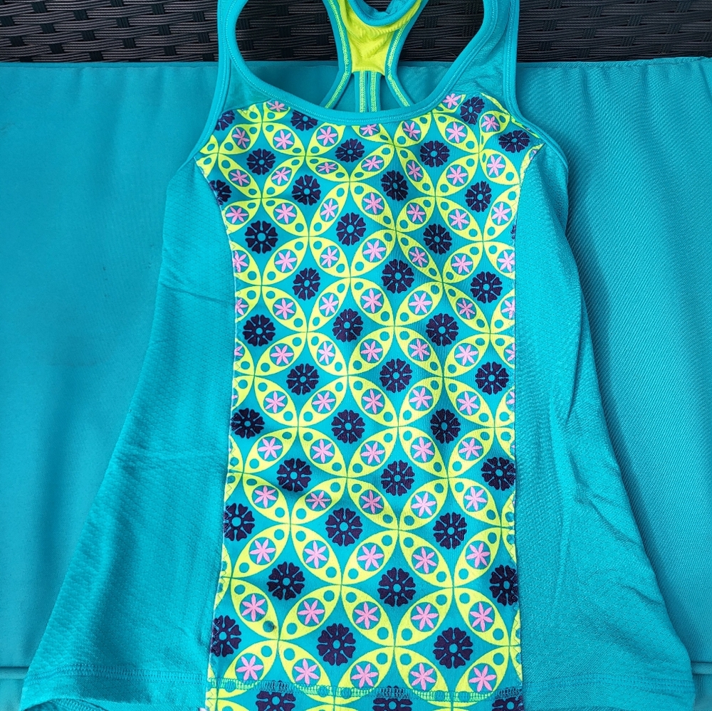 Ivivva Patagonia Teal and Lime Floral Tank Top